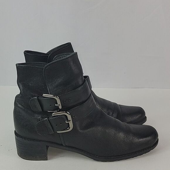 Stuart Weitzman Strap Duo Black Leather Women's Ankle boots - Picture 2 of 12